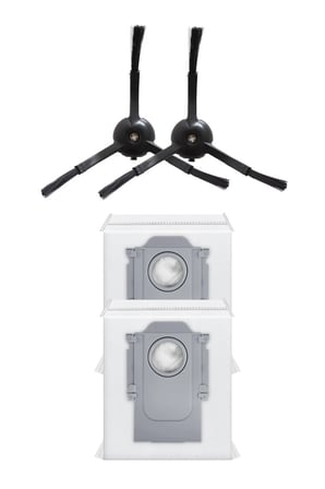 Roborock QRevo Pro Uyumlu 2 Adet Siyah Yan Fırça 2 Adet Toz Torbası