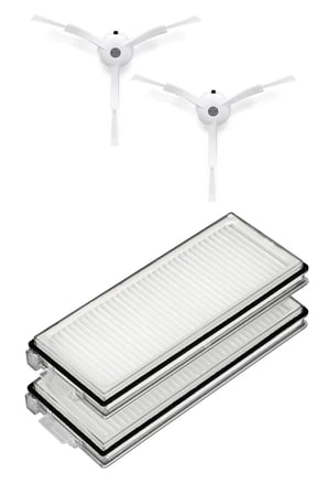 Roborock QRevo Pro Uyumlu 2 Adet Hepa Filtre 2 Adet Beyaz Yan Fırça