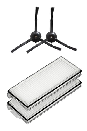 Roborock QRevo Pro Uyumlu 2 Adet Hepa Filtre 2 Adet Siyah Yan Fırça