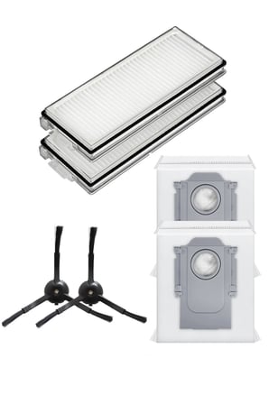 Roborock QRevo MaxV Uyumlu 2 Adet Hepa Filtre 2 Adet Siyah Yan Fırça 2 Adet Toz Torbası