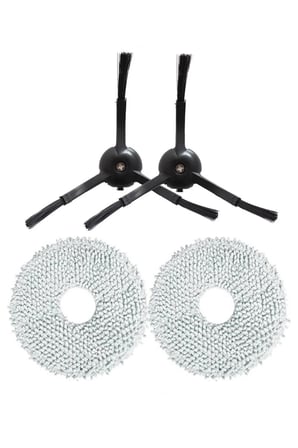 Roborock QRevo S Uyumlu 2 Adet Siyah Yan Fırça 2 Adet Mop Fiber Paspas