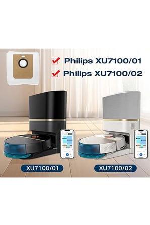 Philips 7000 Serileri HomeRun Aqua ile Uyumlu 2 Adet Yan Fırça 2 Adet Toz Torbası