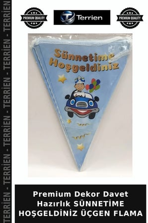 Premium Dekor Davet Hazırlık SÜNNETİME HOŞGELDİNİZ ÜÇGEN FLAMA