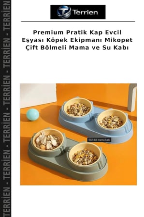 Premium Pratik Kap Evcil Eşyası Köpek Ekipmanı Mikopet Çift Bölmeli Mama ve Su Kabı