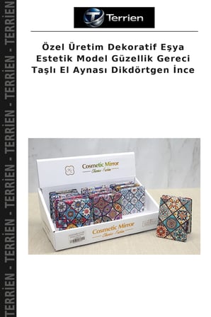Özel Üretim Dekoratif Eşya Estetik Model Güzellik Gereci Taşlı El Aynası Dikdörtgen İnce
