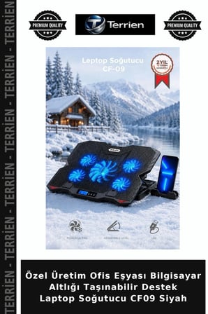 Özel Üretim Ofis Eşyası Bilgisayar Altlığı Taşınabilir Destek Laptop Soğutucu CF09 Siyah