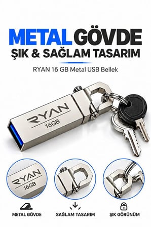 Premium Pratik Hızlı Veri 16 GB Metal USB Flash Bellek