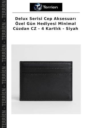 Delux Serisi Cep Aksesuarı Özel Gün Hediyesi Minimal Cüzdan CZ - 4 Kartlık - Siyah
