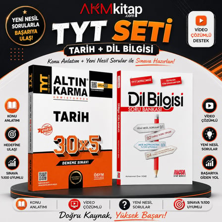 Altın Karma TYT Tarih Deneme ve AKM Dil Bilgisi Soru Bankası Seti 2 Kitap