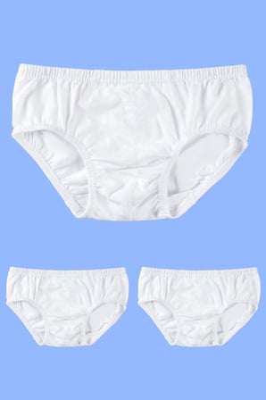 Premium Rahat İçlik Günlük Slip Alt Giyim Erkek Çocuk Beyaz Külot %100 Pamuklu 3'lü Paket
