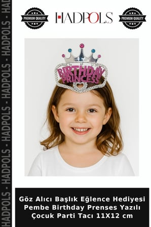 Göz Alıcı Başlık Eğlence Hediyesi Pembe Birthday Prenses Yazılı Çocuk Parti Tacı 11X12 cm