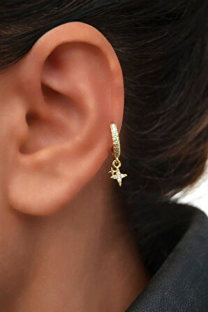 8 mm Kuzey Yıldızı Charm Halka Piercing – Gold & Gümüş | Helix, Kıkırdak, Lob Uyumlu
