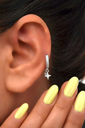 8 mm Kuzey Yıldızı Charm Halka Piercing – Gold & Gümüş | Helix, Kıkırdak, Lob Uyumlu