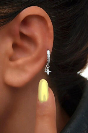 8 mm Kuzey Yıldızı Charm Halka Piercing – Gold & Gümüş | Helix, Kıkırdak, Lob Uyumlu