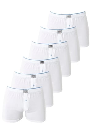 İç Çamaşır Örgü Kumaş Pamuklu Giyim 6'lı Paket Beyaz Erkek Penye Havlu Bel Boxer %100 Pamuk