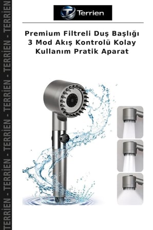 Premium Filtreli Duş Başlığı 3 Mod Akış Kontrolü Kolay Kullanım Pratik Aparat