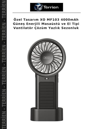 Özel Tasarım XO MF103 4000mAh Güneş Enerjili Masaüstü ve El Tipi Vantilatör Çözüm Yazlık Sezonluk