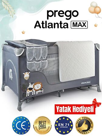 Prego Atlanta Max Oyun Parkı 70*120 Gri + Yatak Hediyeli