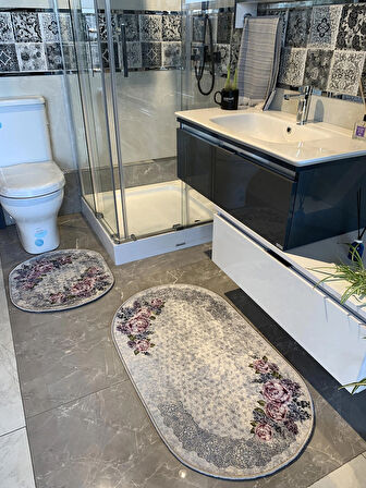 Lizbon Model 2'li Lateks Taban Banyo Paspas Takımı (60X100 - 60X50)