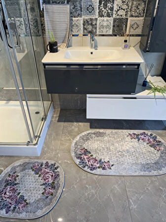 Lizbon Model 2'li Lateks Taban Banyo Paspas Takımı (60X100 - 60X50)