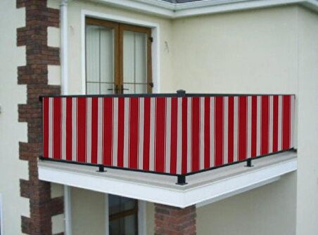 Ceylan Home Balkon Demiri Perdesi Bağcıklı Kırmızı Çizgili 850x80