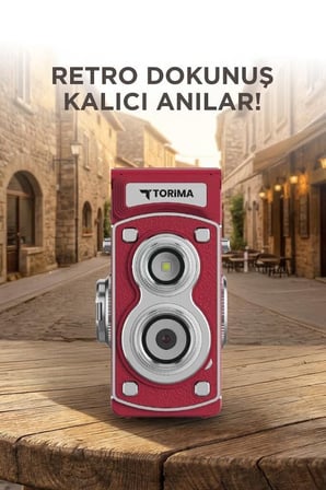 Delux Serisi Mini Retro Dijital Fotoğraf Makinesi CMR44 Kırmızı 1080P Aksesuar Kamera Hobi