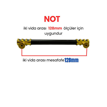 4 Adet Halka Boru Altın Siyah Metal Mobilya Kulpu 128mm