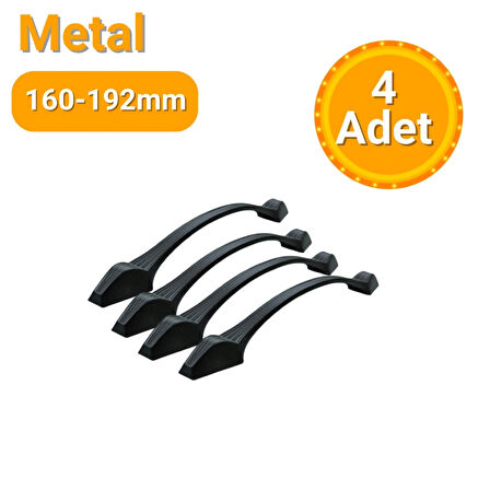 4 Adet İnci Mat Siyah Metal Mobilya Kulpu 160mm - 192mm