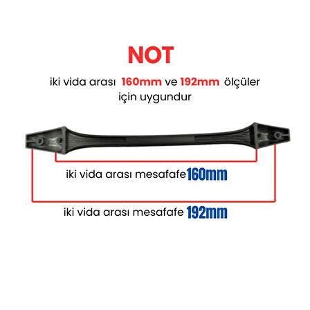 4 Adet İnci Mat Siyah Metal Mobilya Kulpu 160mm - 192mm