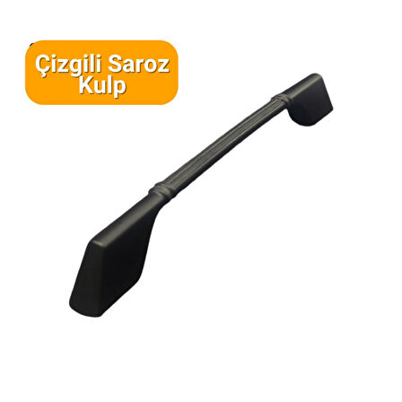 4 Adet Çizgili Saroz Siyah Metal Mobilya Kulpu 160mm - 192mm