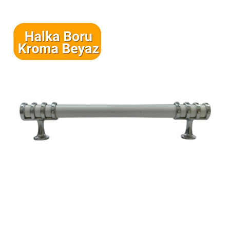 4 Adet Halka Boru Kroma Beyaz Metal Mobilya Kulpu 128mm