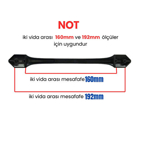 4 Adet Ateş Mat Siyah Metal Mobilya Kulpu 160mm - 192mm