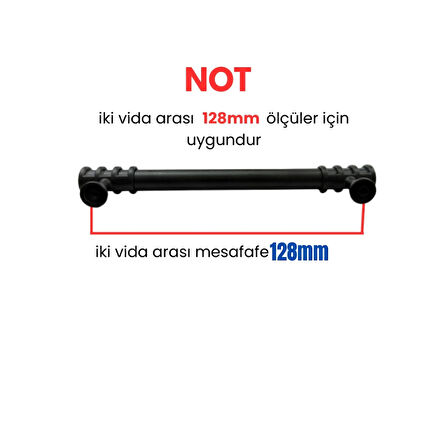 4 Adet Halka Boru Siyah Metal Mobilya Kulpu 128mm