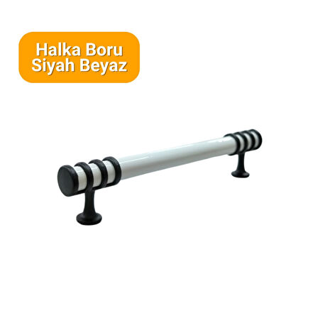 4 Adet Halka Boru Siyah Beyaz Metal Mobilya Kulpu 128mm