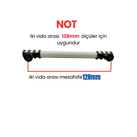 4 Adet Halka Boru Siyah Beyaz Metal Mobilya Kulpu 128mm