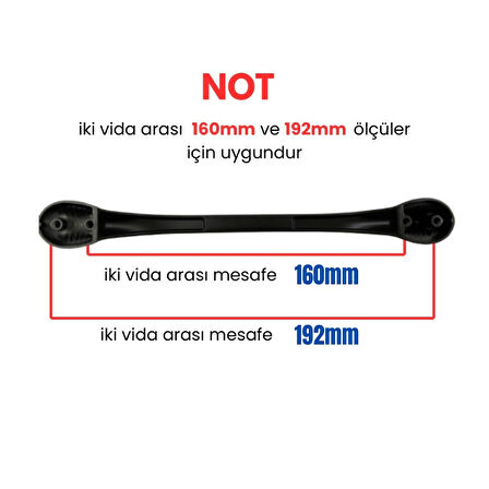 50 Adet Aras Mat Siyah Metal Mobilya Kulpu 160mm - 192mm