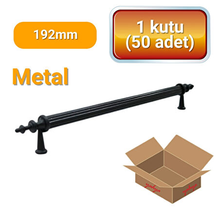 50 Adet Zirve Siyah Metal Mobilya Kulpu 192mm