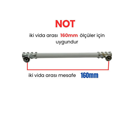 50 Adet Halka Boru Çizgili Kroma Beyaz Metal Mobilya Kulpu Seti 160mm