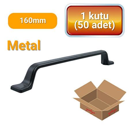 50 Adet Havai Düz Siyah Metal Mobilya Kulpu 160mm