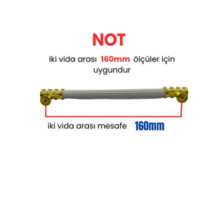 50 Adet Halka Boru Çizgili Altın Beyaz Metal Mobilya Kulpu 160mm