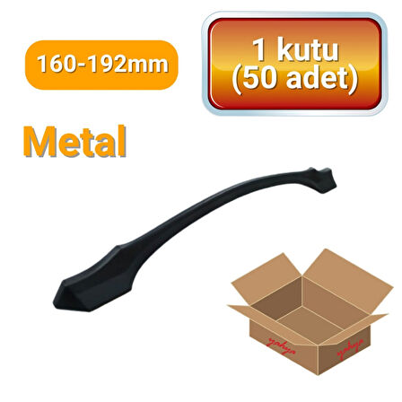 50 Adet Ateş Mat Siyah Metal Mobilya Kulpu 160mm - 192mm