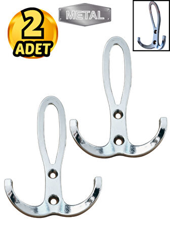 Metal Okyanus Krom Portmanto Askısı Duvar Tipi – 2’li