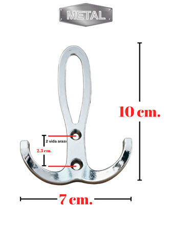 Metal Okyanus Krom Portmanto Askısı Duvar Tipi – 2’li