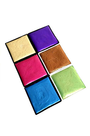 Metalik yaldız sulu boya seti, mega boy, el yapımı, profesyonel sanatçı boyası, 6 renk-set:02