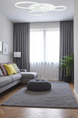 Yaman Modern Tasarım Beyaz Renk Beyaz Ledli Cafe Mutfak Salon Led Avize