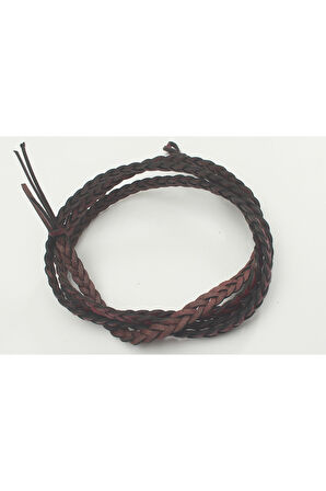 8-12 MM YASSI ÖRGÜLÜ NATUREL (DOĞAL) DERİ KORDON (1 METRE)