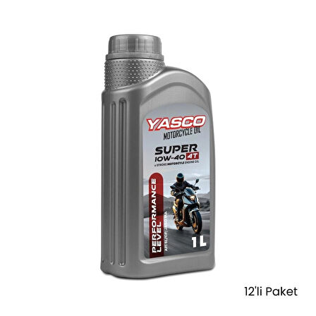 YASCO SUPER 10W40 4T 1L Motosiklet Yağı (12 ADET)