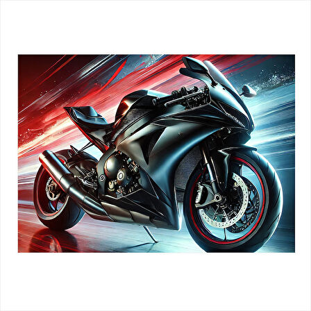 Siyah Motosiklet Sürüş Modern Mdf Tablo 25cmX 35cm