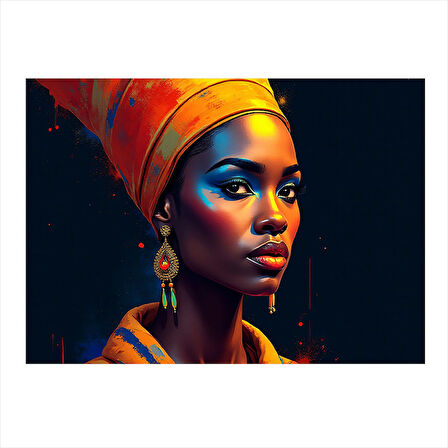Afrika Tarzı Portre Kadın Mdf poster 25cmX 35cm