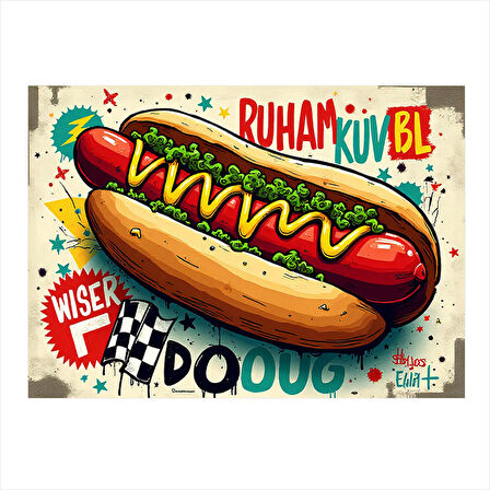 Çizgi Roman Sosisli İkonu Dekoratif Mdf Tablo 25cmX 35cm